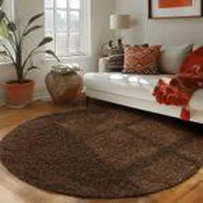 Produktbild von Teppich Wohnzimmer Hochflor Einfarbiges Design Langflor Shaggy Modern Flauschig, Größe: 160 cm Rund, Farbe: Braun