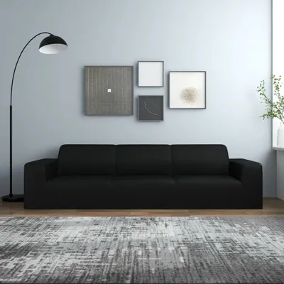 Immagine prodotto di The Living Store Copridivano stretch 4 posti in jersey di poliestere nero