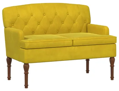 Imagen del producto de vidaXL Sofá de dos plazas con costuras decorativas, color amarillo claro, 111 x 65 x 79 cm, tapizado en terciopelo