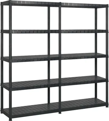 Obrázek produktu pro Úložný regál 5patrový černý 170 x 40 x 185 cm plast