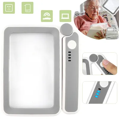 Produktbild von Wiederaufladbares 4-Faches Vergrößerungsglas, für Sehbehinderte Senioren, Lupe zum Lesen, Zeitungen, Kleingedrucktem
