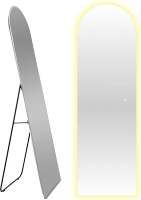 Produktbild von Sensahome oválne stojace zrkadlo - s LED osvetlením - bez rámu - zrkadlo po celej dĺžke - zrkadlo bez rámu - stmievateľné - 50 x 160 cm