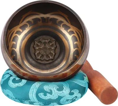 Produktbild von 95 cm Tibetische Klangschalen-Set - traditionelle Klangschale mit Schläger und Kissen - Meditation Chakra Heilung Yoga Gebet