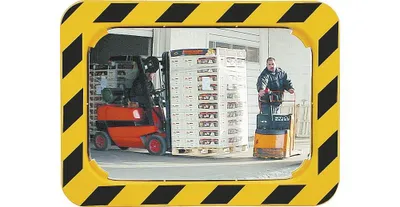 Produktbild von Sicherheits-/Verkehrsspiegel H600xB800mm Ku.,gelb/schwarz f.2 Richtungen 20m SPL