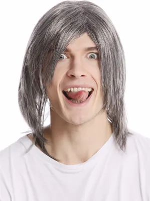 Produktbild von WIG ME UP Herrenperücke lang cool Scheitel dunkelgrau grau GFW892-44