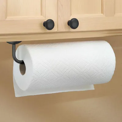Produktbild von mDesign Küchenrollenhalter Montage Aufbewahrung Papierrollenhalter Stahl Schwarz
