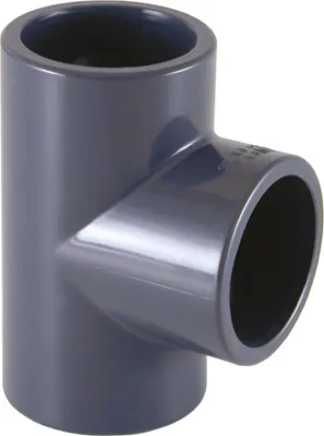 Produktbild von PVC Rohrverbindung T-Stück D 50 mm mit 90 Grad Abzweig, Klebemuffen, weichmacherfrei