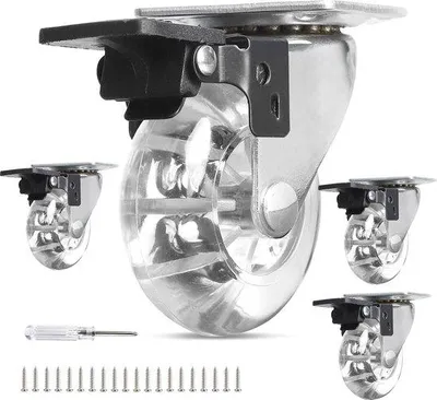 Obrázok produktu pre Nábytkové kolieska 50 mm s brzdou - Sada 4 ks - Nosnosť 160 kg - Otočné o 360° - Otočné kolieska pre paletový nábytok