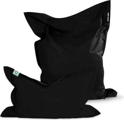 Produktbild von Green Bean® 2er Set SQUARE XXL Sitzsack + BeBi Sitzsack - mit EPS Perlen Füllung & waschbarem, abnehmbarem Bezug für Kinder & Erwachsene - Schwarz