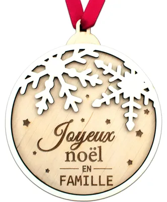 Hölzerne Weihnachtskugel personalisierbar, 10 cm, Familie