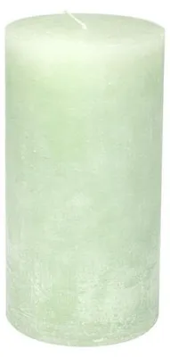 Image de Bougie décorative "Branded" de Stumpenkerze, diamètre 10 cm, hauteur 20 cm, vert clair, durée de combustion d'environ 140 heures.