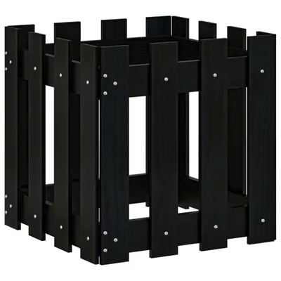 Produktbild von vidaXL Pflanzkübel Lattenzaun-Design Schwarz 40x40x40 cm Kiefernholz