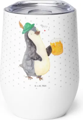 Produktbild von Mr. & Mrs. Panda Thermobecher Pinguin Bier - Weiß - Geschenk, thermosbecher, Beschwippst, Feierabend, Thermo Becher, Isolierbecher, kaffee tasse, Pinguine, glühweinbecher