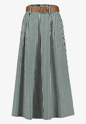 Produktbild von Zero Damen Midi-Rock mit Streifenmuster und Gürtel
