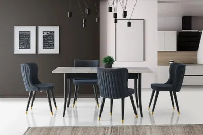 Obrázek produktu pro Essecke Esstisch Ausziehbar Essgruppe Stühle 5tlg Esszimmer Grau Tisch