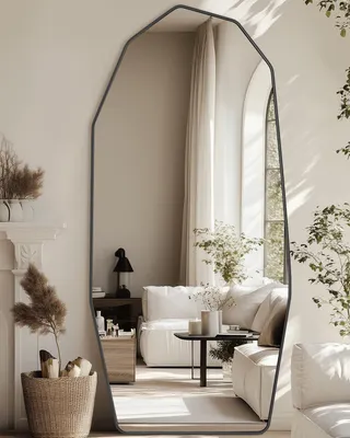 Großer Full-Body Spiegel 180x81 cm goldfarben Diamantform