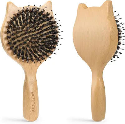 Obrázek produktu pro Kartáč na vlasy, dřevěná rukojeť, 30 % nylon, 70 % štětiny prasat, malý, vhodný na cesty