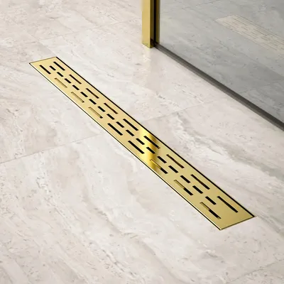 Produktbild von Duschablauf – 70 cm – Gold – Standardrost – Edelstahl – Mit Flansch