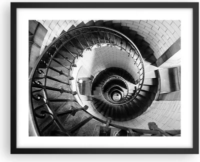 Produktbild von Gerahmtes Poster - Schwarzer Rahmen - Treppe Spirale Perspektive - 50x40 cm - Wand Bild - Wanddeko - Wandbilder - Kunstposter - Wandposter - Bilderrahmen - Bilder - Kunstdruck - P2BAA50x40-4384