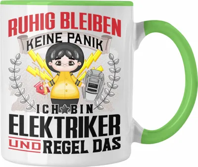 Produktbild von Trendation - Elektriker Tasse Geschenk Lustiger Spruch Männer Ruhig Bleiben Elektriker Geschenkidee (Grün)