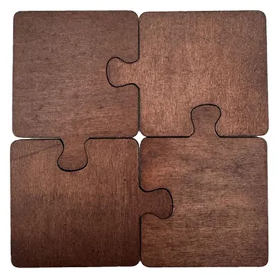 Produktbild von Untersetzer aus Holz im Vintage-Stil, Puzzle-förmiger Becherhalter im Landhausstil, ideal für Couchtisch und Bar