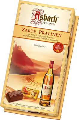 Zdjęcie produktu dla Asbach Delikatne czekoladki nadziewane ciemną płynną czekoladą 125g
