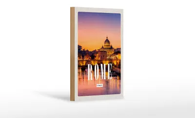 Produktbild von Holzschild Reise 12x18 cm Rom Italien Stadt Kathedrale Nacht