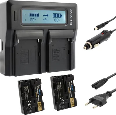 Produktbild von 2x Akku + Lader für Sony FM500H DSLR-Alpha 500 850 900 SLT-A65 A99 2040 mAh