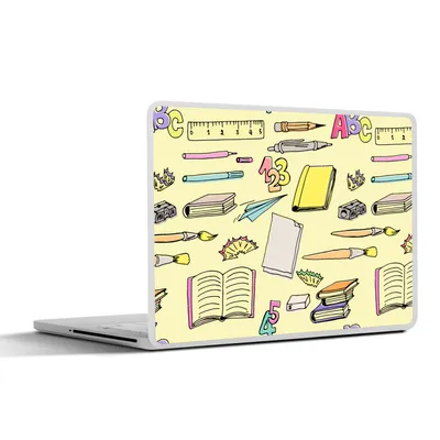 Produktbild von MuchoWow® Laptop Aufkleber Sticker Cover Schule - Muster - Bleistift 25x18 cm - Laptop-Deko
