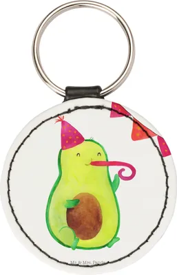 Produktbild von Mr. & Mrs. Panda Anhänger Avocado Geburtstag - Weiß - Geschenk, schlüsselring, Party, für schlüssel, schlüsselanhänger motiv, Frucht, Taschenanhänger, Feier, Überraschung