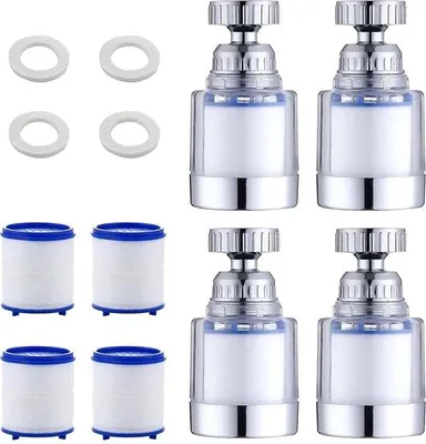 Produktbild von 4-Stück Wasserfilterentkalker für Wasserhahn - drehbare Wasserhahnfilter - transparent - für Küche zu Hause Bad und Waschbecken