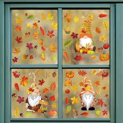 Produktbild von 92 Stück Fensterbilder für den Herbst, selbstklebend, Dekoration für Erntedankfest