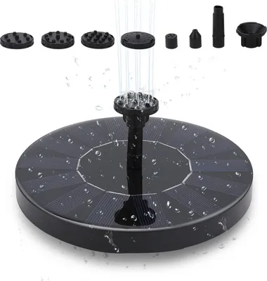 Image de Aopunly Pompe solaire fontaine solaire 1.5W 6 différentes têtes de pulvérisation pompe de bassin fontaine pompe à eau pompe de bassin fontaine 190L/H