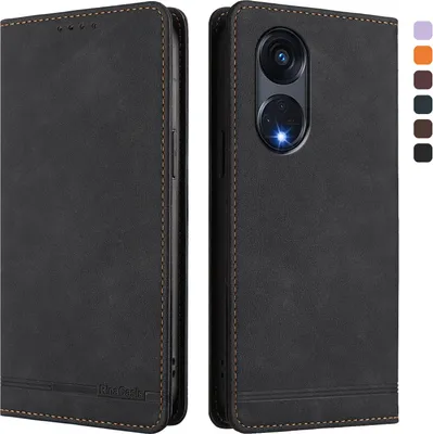 Immagine prodotto di Custodia per Oppo Reno8 T 5G, retro custodia in Finto cuoio flip con supporto e slot per carte Nero