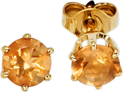 Produktbild von Ohrstecker Stecker mit Citrin gelb-orange 5,3mm & 585 Gold Gelbgold