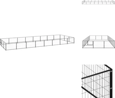Produktbild von vidaXL Hundezwinger Schwarz 24 m² Stahl -  Hundezwinger & -ausläufe