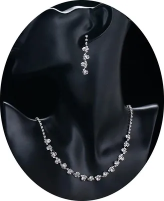 Imagen del producto de Collar de plata con circonitas y pendientes 2 en 1, modelo B51B