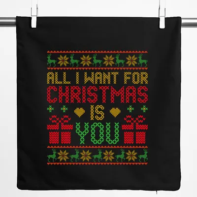 Produktbild von Huuraa Kissenbezug Ugly Christmas All I want is you 40x40cm Black Baumwolle Dekokissenbezug Geschenkidee