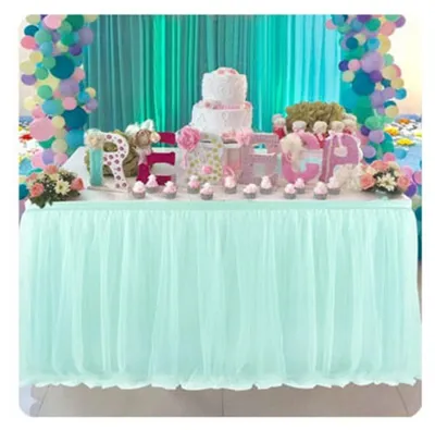 Productafbeelding van Tule Tafelrok voor Feestelijke Decoratie, Mintgroen 275x77 cm