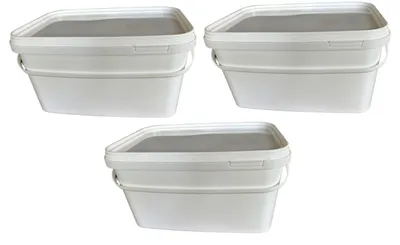Produktbild von SILPLAST Eimer rechteckig mit Deckel 3L x 3 Kunststoffeimer 3 Liter lebensmittelecht stapelbar Plastikeimer leer Weiß