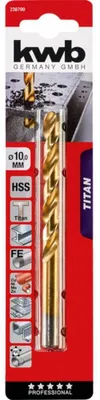 Immagine prodotto di kwb 238700 HSS Metal twist drill bit 10 mm Total length 133 mm M2 DIN 338 Cylinder shank 1 pc(s)