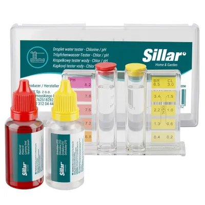 Produktbild von Sillar Tropfentester pH & Chlor für Pool, Jacuzzi, SPA und Aquarien – Handmessgerät