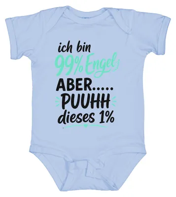 Obrázok produktu pre Som 99% anjel, ALE... toto 1% je zábavné. Sarkastická potlač. Body pre bábätko, svetlomodrá, veľkosť 3/6