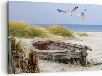 Produktbild von Bild auf Leinwand - Leinwandbild - Einteilig - Strand Möwen £ódŸ - 120x80cm - Wand Bild - Wanddeko - Wandbilder - Leinwanddruck - Bilder - Wanddekoration - Leinwand bilder - Wandbild - AA120x80-4170