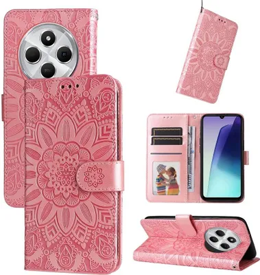 Produktbild von Mobigear Sunflower  Xiaomi Redmi 14C Hülle Klapphülle Geldbörse - Roségold