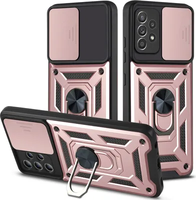 Produktbild von Galaxy A32 5G Hülle mit 360° Drehbarer Magnetische Ring Ständer Halter Dia Kameraschutz TPU Bumper Silikon Schutzhülle für Samsung Galaxy A32 5G Rosa