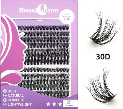 Obrázek produktu pro INF DIY Umělé Řasy 30D Černé, Nadýchané, Měkké, Prodloužení Řas, 1 sada
