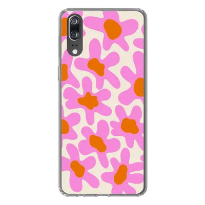 Produktbild von MuchoWow® Handyhülle Schutzhülle Hülle für Huawei P20 Blume - Rosa - Muster Silikon Softcase Handy Hülle - Hardcover - Geburtstag Teenager