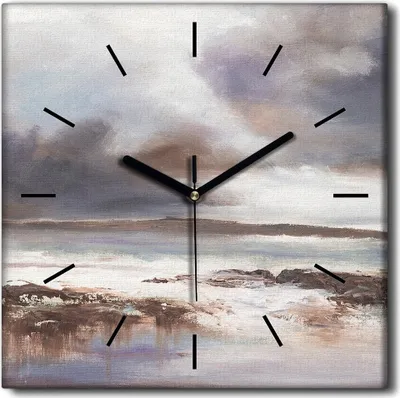 Produktbild von Coloray Uhr auf Leinwand 30x30 cm Wand Uhr Dekoration Wohnzimmer Segeltuch schwarze Hände -Strand Sea Storm.