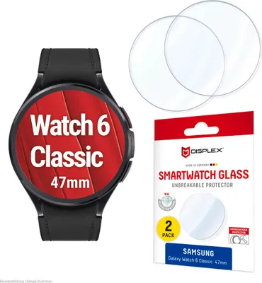 Obrázok produktu pre Displex 02152, Ochrana displeja, Smartwatch, Priehľadná, Samsung, Galaxy Watch 6 Classic (47mm), Temperované sklo